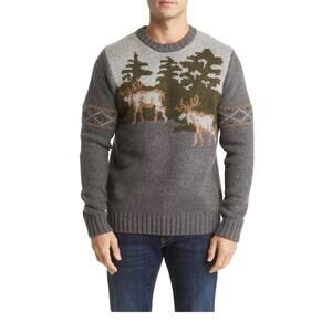 Schott Moose Motif Crew Neck Sweater Men’s Medium